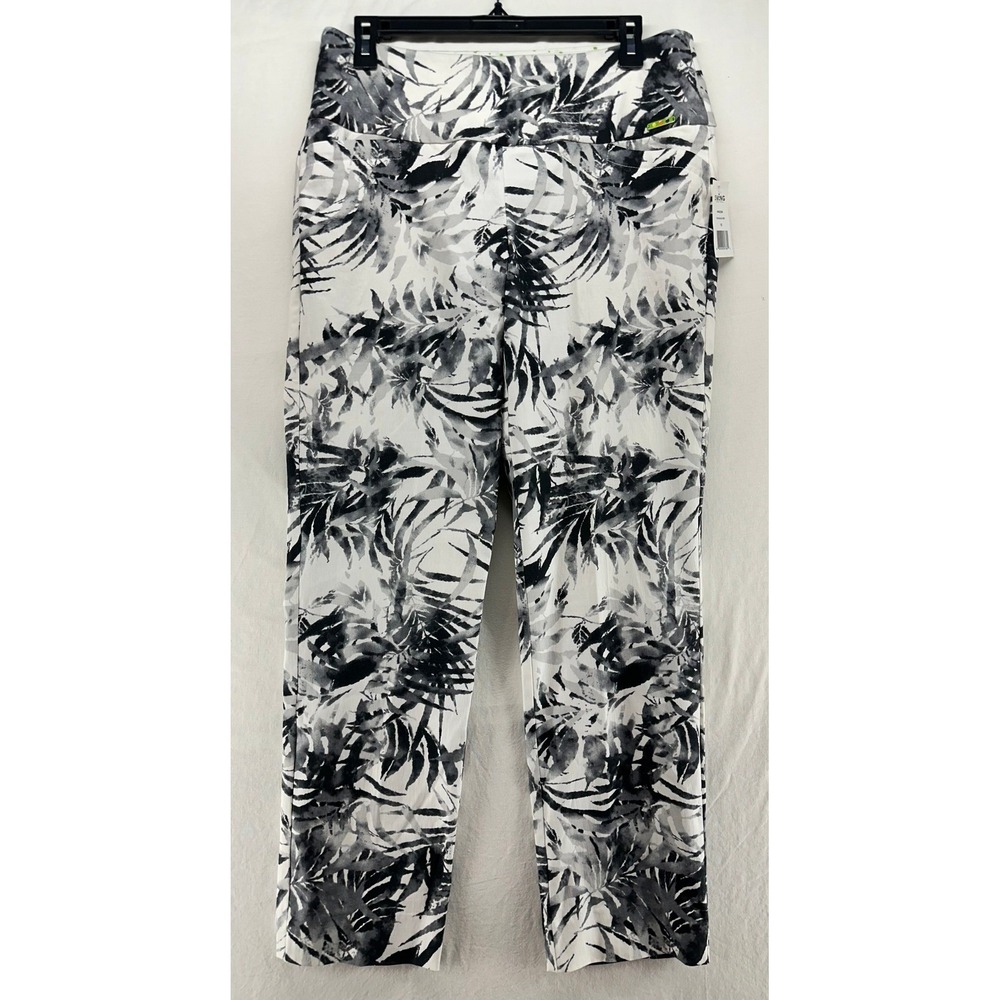 Swing Control Womens Tropical Palm Print Golf Pants Black White Size 12 NWT